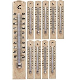 TFA Dostmann 12.1004 High Accuracy Analogue Indoor Thermometer Made of Solid Beech Wood Set of 10