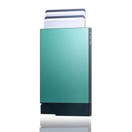 [Acies] Smart Wallet Credit Card Case, Slide Type, Anti-Skimming, Anti-Magnetic, Slim, Thin, Aluminum, For Men and Women, Emerald