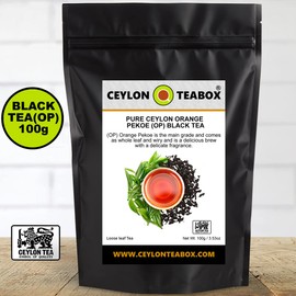 Ceylon Teabox Ceylon Orange Pekoe (OP) Pure Ceylon Loose Leaf Black Tea Ceylon Orange Pekoe Loose Leaf Tea World's Finest Pure Ceylon Black Tea Loose Leaf Orange Pekoe (OP) 100g in Resealable Pouch