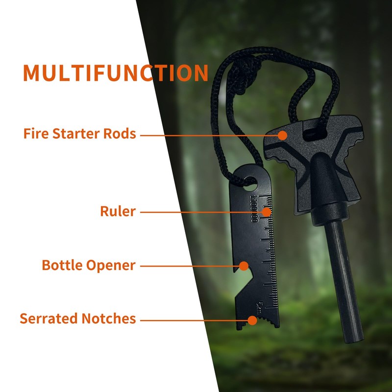 2pcs Fire Steel Survival Flint and Steel with Scale Scraper