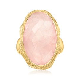 Ross-Simons 17.00 Carat Rose Quartz Ring in 18kt Gold Over Sterling. Size 10