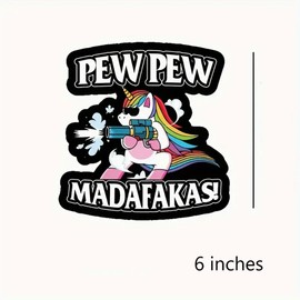 2 pcs Pew Pew Madafakas Funny Car Bumper Sticker,6 Inch Vinyl Decal, Waterproof,Die-Cut for Cars,Windows,Laptops - Colorful