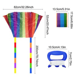 TSHAOUN 2 Pieces Kite For Children, Rainbow Kite Colorful Pocket Kite with Long Tail, Easy Flyer Kite, Beach Game Outdoor Activities for Beginner, Kids and Adult, Gift to Boys Girls (Colorful)