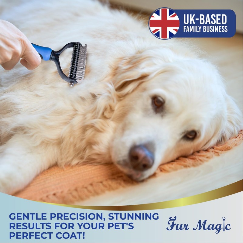 Fur Magic Dematting Comb & Dematting Rake for Dogs Cats