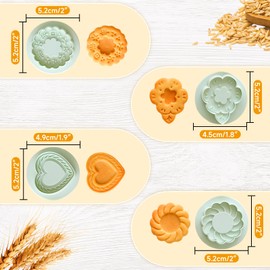 Sinsanye Jam Cookie Cutters Set of 4, Jumping Thumb Print Cookie Cutters for Valentine's Day, Flowers Heart Cookie Mould for Anniversaries, Engagements and Valentine's Day, Weddings