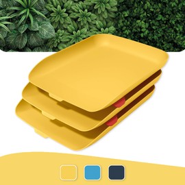 Leitz Cosy Series 53582019 A4 Letter Tray, Set of 3 Including Stacking Elements Warm Yellow