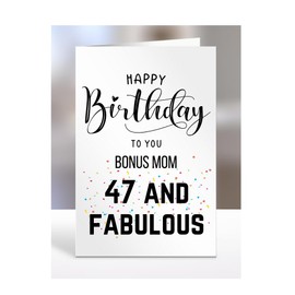 47th Birthday Card for Bonus Mom, Happy Birthday, Gifts for Men or Women, Presents for Christmas, 47 and fabulous, 47 years old, Greetings Card, A5-100g_25