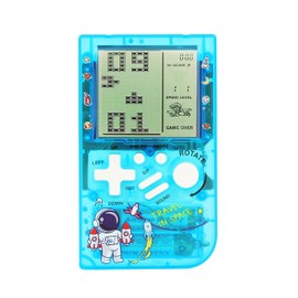 CZT Transparent Block Game Machine 23 Built-in Games Retro Children's Game Console Student Game Device Puzzle Handheld Console Electronic Brick Games Compact Portable Christmas Girl Gifts (Blue)
