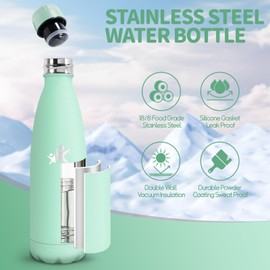 Motswedi Stainless Steel Water Bottle, 500 ml 18/8 Stainless Steel, Children's Drinking Bottle, BPA-Free, Double Walled Thermos Flask, Water Bottle for Outdoor, Yoga, Children, School, Fitness, Teal