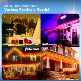 LitHome 48FT Color Changing Icicle Lights for Outside with Remote, 35 Colors Christmas Icicle Lights Outdoor Plug in, Warm White Icicle Light Indoor Connectable for Holiday Party Bedroom Decor