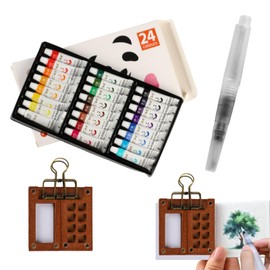 XUIIOSOOKP Pocket Artist Watercolour Travel Set, Portable Travel Mini Watercolour Paint Sets, with Portable Palette Painting, Pocket Sketchbook, Brush, Artist Gifts