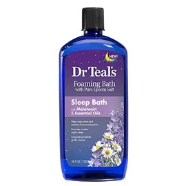 Dr Teals - Juego de regalo de baño de melatonina para dormir (baño espumoso (34 onzas), loción corporal (8 onzas) y spray para dormir (6 onzas), alivi