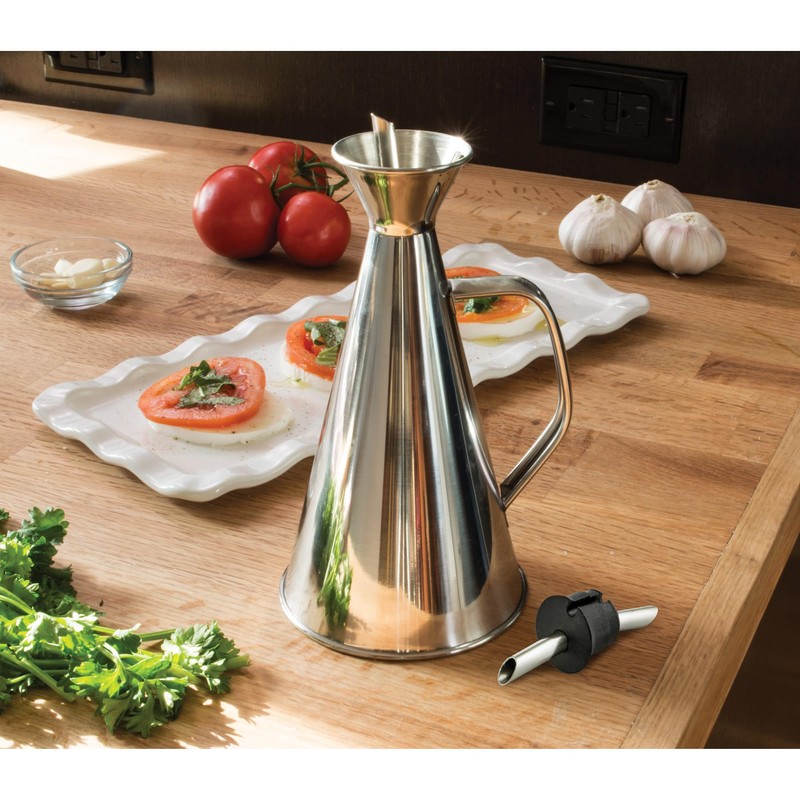 Fantes Olive Oil Can, 18/8 Stainless Steel and Silicone, 500-Milliliter