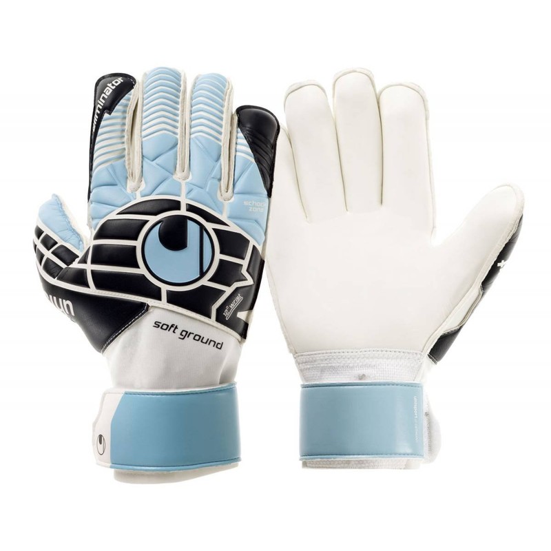 uhlsport Eliminator Soft Rf Men's Goalkeeper Gloves, Men, 101103101, schwarz/eisblau/Weiß,