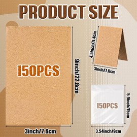 AmazingSpark 300 Sets Cardboard Sleeves Folded 3 x 4.5 Inches 150 Corrugated Card Shipping Protector 150 Plastic Protector for Sports Cards, Trading Cardboard Shipping Supplies