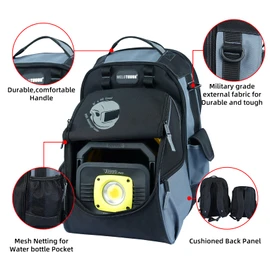 MELOTOUGH Backpack, Welding Bag for Tools and Helmet, Extreme Gear Pack, Large Capacity, Grey