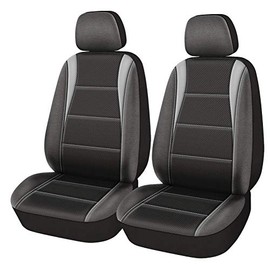 PIC AUTO Car Seat Covers, Front Seat Only, 3 Layered Mesh with PU Leather, Airbag Compatible, Fit Most Cars, SUVs, Trucks and Vans,Low Back,Black/Gray(4PCS)