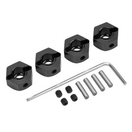 4 Pack Aluminum High Precision 12mm Hex Hub Nuts, RC Car Hex Hub Drive Adapter for RC Cars like 1/10 ARRMA Senton (Black)