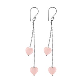 Sunshinegems Natural Rose Quartz Heart Drop Earring, Healing Crystals, Meditation Earring, Yoga Jewelry, Gemstone for Women Healing, Chakra, Birthday, Gift for Her, Jewelry