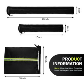 leechio 5 PCS Side Mirror Covers and Windshield Wiper Covers, Front Rear Side Mirror Wiper Cloth Protector, Automotive Snowproof Accessories, Universal for Most Cars, Trucks, SUVs (Black)