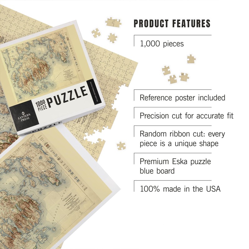 Acadia National Park, Maine, (1931), Topographic Panoramic Map (1000 Piece