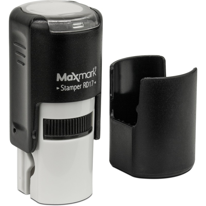 MaxMark Round Self Inking Holiday Stamp - Red Ink -