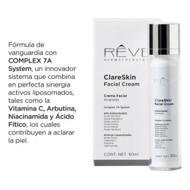 Reve Dermatologique Clare Skin Crema Facial 50ml Aclaradora Hidratante Mejora Apariencia Manchas Líneas Expresión                                     