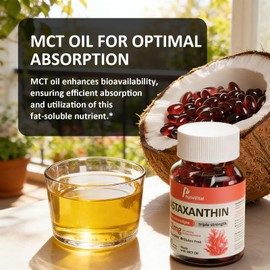 PhytoVital Astaxanthin 12mg with MCT Oil, 60 Softgels (2-Month Supply) – Triple Strength Antioxidant Supplement from Haematococcus Pluvialis – Non-GMO, Gluten-Free, Vegan
