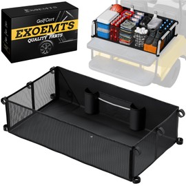 EXOEMTS 4 Passenger Foldable Golf Cart Cargo Net, Storage Grocery Shopping Bag for Club Car Yamaha EZGO, Firm Elastic Golf Cart Organizer Mesh, No Drilling, Adjustable Straps, Night Reflective, Black