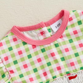 GOOCHEER Infant Baby Girl Summer Romper Bodysuit Golf Plaid Ruffle Sleeveless Jumpsuit Shirt Summer Clothes (Multi-Color, 6-12 Months)
