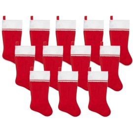 BlackLabel Direct Christmas Felt Stockings Red and White 17" for Craft and Decoration - Set of 12