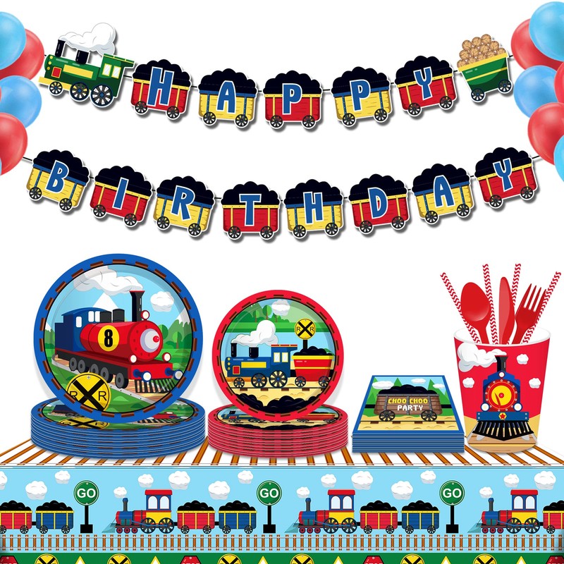 CC HOME 1 Pack Train Plastic Tablecloth 54 x 87