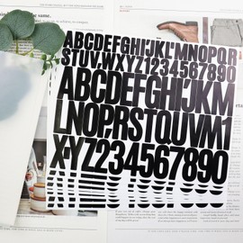 8 Sheets Black Letter Number Stickers, Luenhego 1 Inch & 2 Inch Capital Alphabet Numbers Stickers for Scrapbook, Mailbox, Crafting, House Number