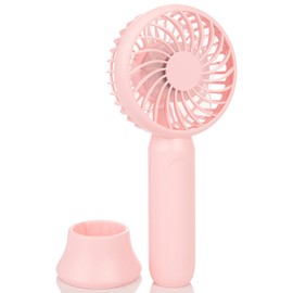 Super Mini Handheld Fan, Pocket Size Portable Battery Fan with Max 18 Hours Working Time, Strong Airflow, 3 Speeds, Natural Wind Mode, Removable Base Personal Fan For Home, Office (Pink))