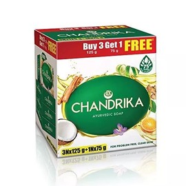 Chandrika Soap Pack of 4 -125g x 3 and Get 75g Free-US Seller Multi Discount