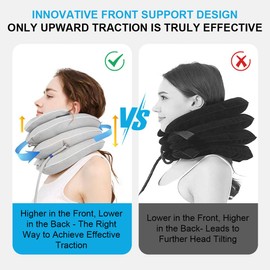 Neck Stretcher with Neck Brace,Cervical Traction Neck Device,Neck Relief Tool,Adjustable Inflatable Cervical Brace,Home Use Neck Decompression New Technology Breathable Fabric Washable(Classic Gray)