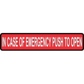 StickerTalk In Case of Emergency Push to Open Vinyl Sticker, 10 inches by 2 inches