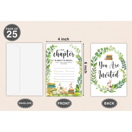 Baby Shower Invitations with Envelopes - A New Chapter Storybook Gender Reveal Fill-in Invites for Boys and Girls - Book Themed Gender Reveal Party Decorations - Pregnancy Announcement Supplies -06