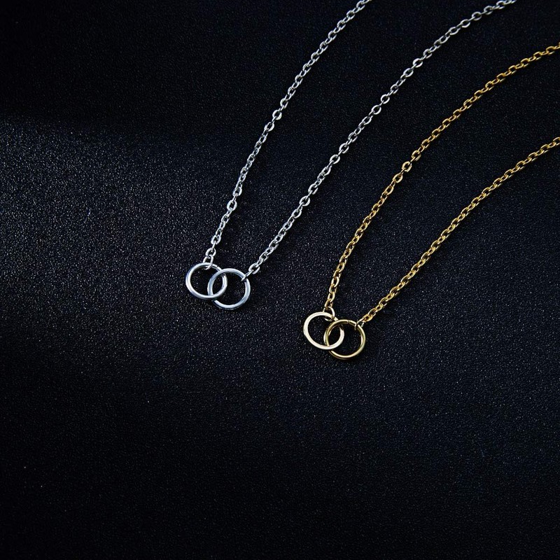 Collar Largo tiantiano con Dos círculos entrelazados para Mejor Amiga,