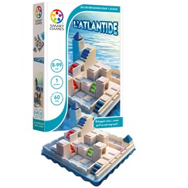 SmartGames - Atlantis - Thinking Game - Puzzle - 60 Challenges 3D Level Easy to Hard - Escape Before Staying - 1 Player - from 8 to 99 Years, White