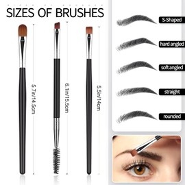BBTO 3 Pcs Eyebrow Brush Set Duo Eye Brow Spoolie Angled Eyeshadow Eyeliner Precision Flat Definer Small Shader Women Girls