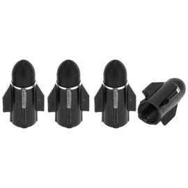 HEROFFIX 4 Pcs Rocket Launcher Style Tire Valve Stem Caps Decorative Tyre Valve Dust Covers 7x28mm Black Aluminum Alloy