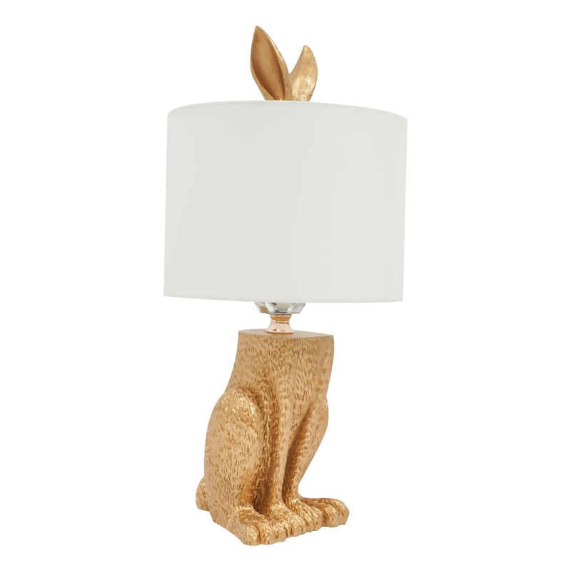 WPORDE Rabbit Table Lamp for Bedroomm, Resin Desk Light Golden