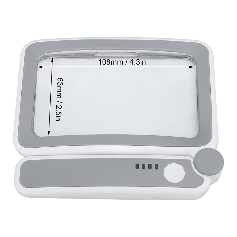 Rectangular Magnifying Glass 4X 3 LED Modes Touch Control Ergonomic