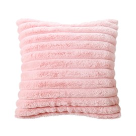 Hodeco Super Soft Throw Pillow Cover 20x20 Double Side Home Decor Faux Fur Pillowcase Bold Stripe Extra Thick Cushion Cover for Couch 100% Polyester, 50x50cm Pink, 1 Piece