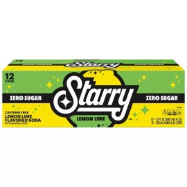 Starry Zero Sugar Lemon Lime Soda Pop, 12 fl oz, 12 Pack Cans