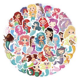 Cute Mermaid Ocean Stickers for Kids Girls, 50PCS Mermaid Princess Vinyl Waterproof Stickers for Water Bottles,Laptop, Kawaii Ocean Animals Decals,Girls Gift,Mermaid Party Supplies (Mermaid)