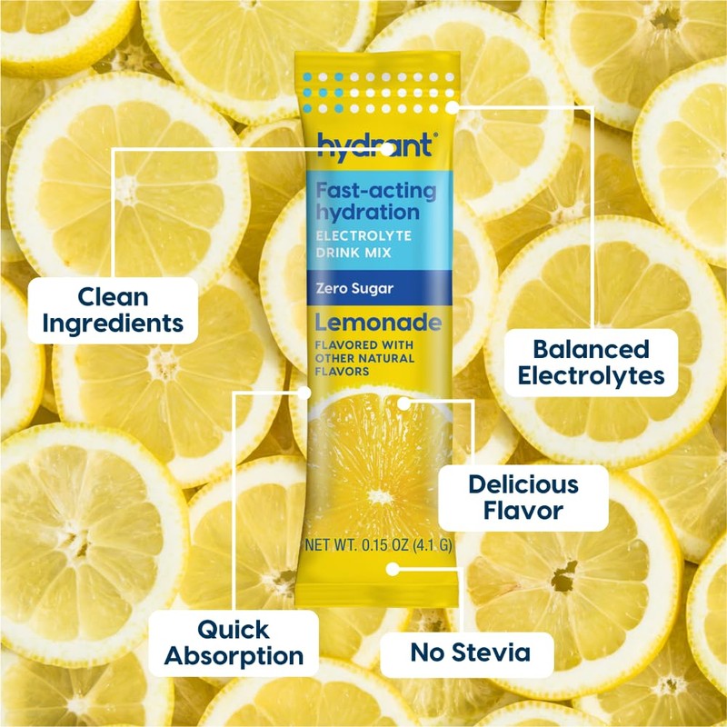 Hydrant - Hydration Powder, Lemonade Flavor, 8 Individual Sugar-Free Instant