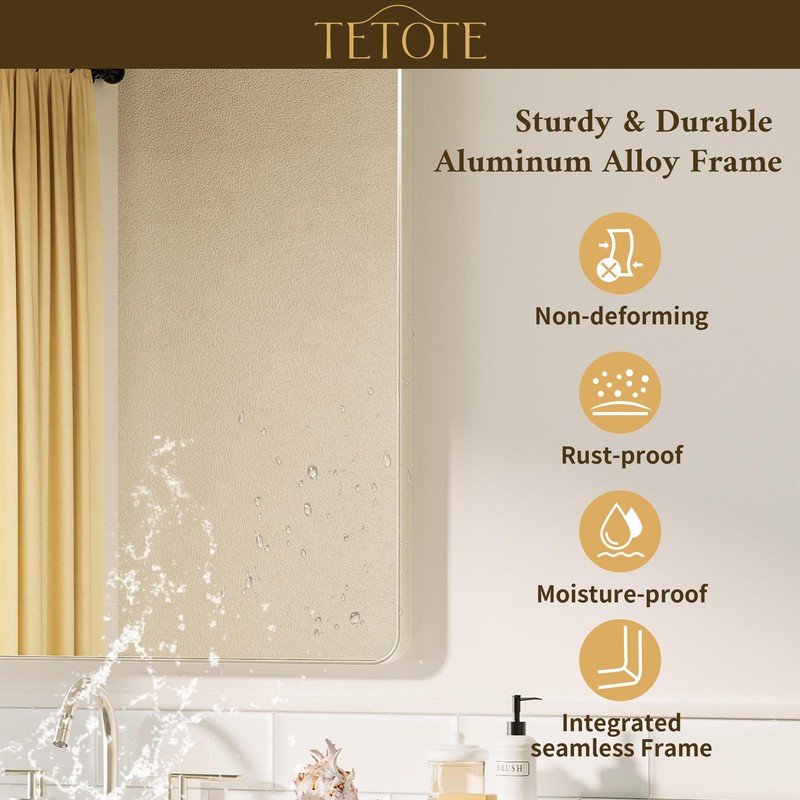 TETOTE Brushed Nickel Bathroom Mirror 20 x 30 Brushed Nickel