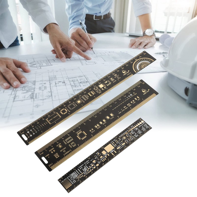 Hililand 3 Pieces 6.3/7.87/10.23 Inch PCB Circuit Board Ruler Multifunctional